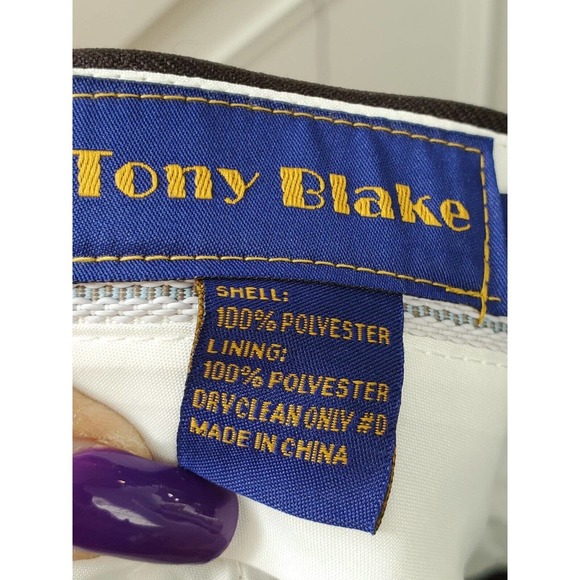 Tony Blake Men's Brown Solid 100% Polyester Straight Leg Dress Pants Size 38R - Picture 8 of 11